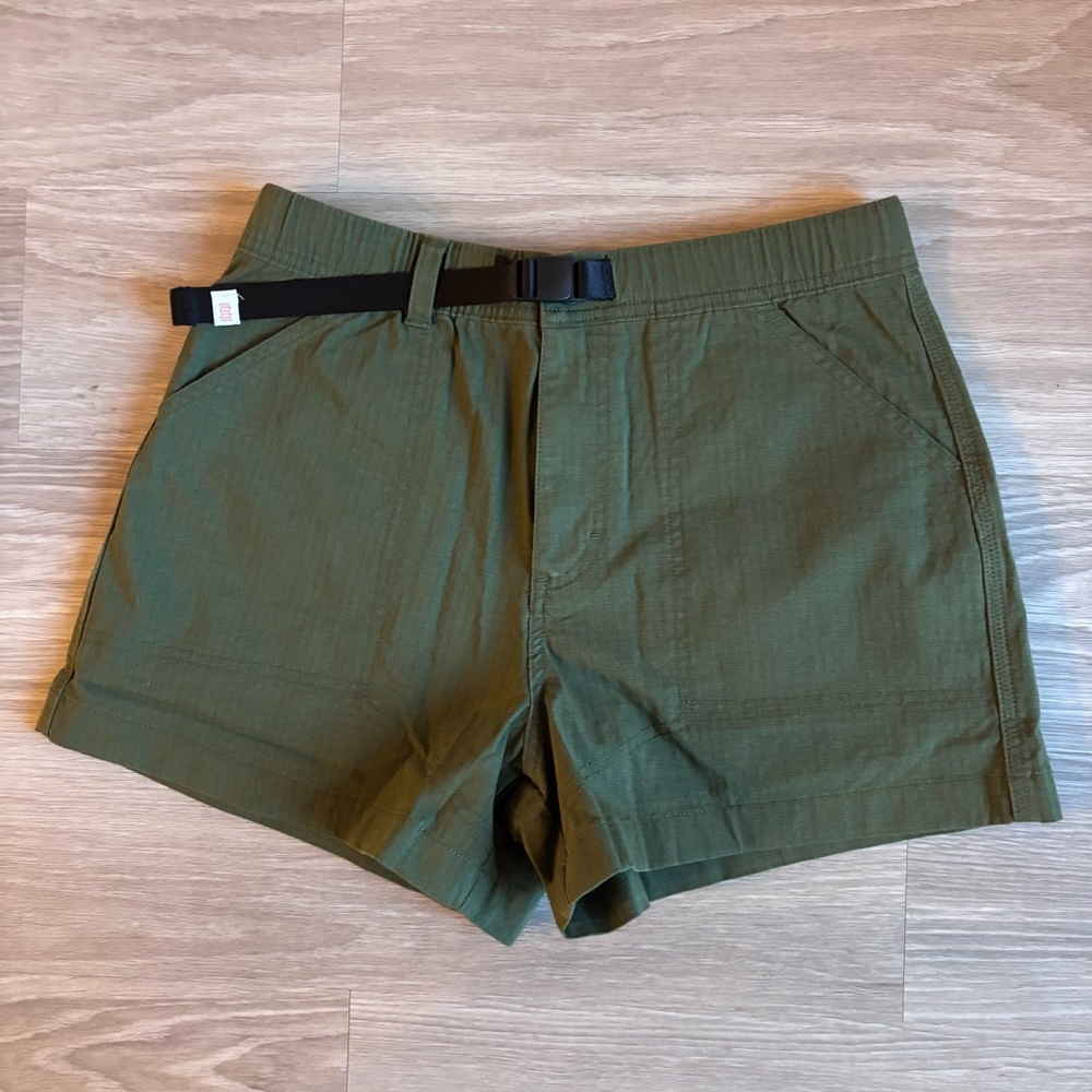 NWT Topo Designs Mountain Ripstop Shorts Medium Olive Green